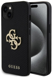 Husa pentru iPhone 15 - Guess Leather Perforated 4G GUHCP15SPSP4LGK - Black 