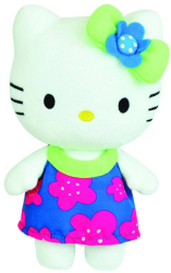 Jucarie plus Hello Kitty cu floricele roz 20 cm Jemini