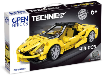 Jucarie tip lego tehnic de constructie masina sport galbena 414 piese 