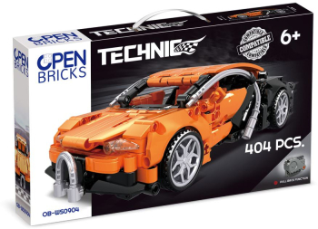 Jucarie tip lego tehnic de constructie masina sport portocalie 404 piese 