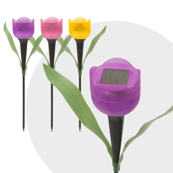 Lampa Solara LED tip Floare Lalea pentru Gradina Multicolore Inaltime 30cm 