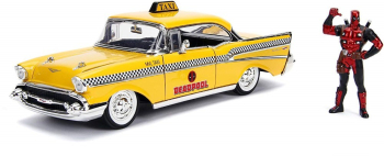 Masinuta de metal Yellow Taxi Chevy 1957 scara 1 24 
