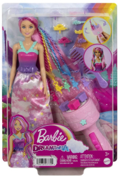 Papusa cu aparat de coafat Barbie Dreamtropia 
