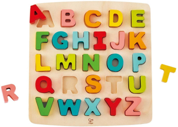 Puzzle alfabet din lemn 27 piese Chunky Hape