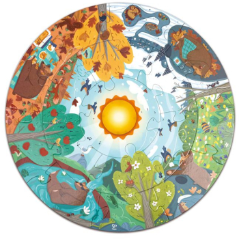 Puzzle anotimpuri cu lumini led Hape 16 piese 