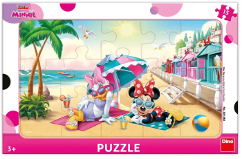 Puzzle cu rama - Minnie si Daisy la plaja 15 piese 