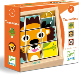 Puzzle din cuburi lemn Tournanimo 9 piese Djeco 