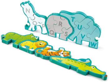 Puzzle din lemn alfabet si animale 26 piese Hape 