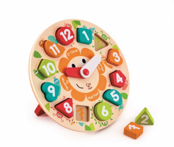 Puzzle din lemn cu ceas de jucarie pentru copii 