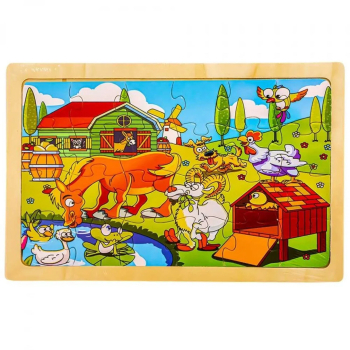 Puzzle lemn 24 piese Ferma animalelor 1 