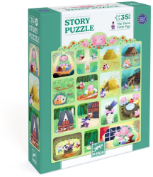 Puzzle poveste Cei trei purcelusi Djeco 35 piese 
