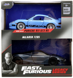 Set 2 masinute metalice Porsche 911 GT3 RS si McLaren 720S Fast and Furious Legacy scara 1 32 