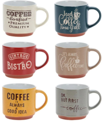 Set 6 cani din ceramica Siaki Collection 268 ml 