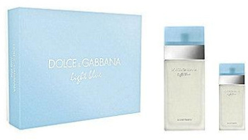 Set cadou Dolce & Gabbana albastru deschis pentru femei EDT 100 ml + 50 ml crema de corp + EDT 10 ml 