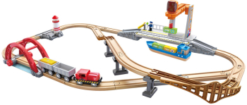 Set de joaca din lemn transport maritim si feroviar Hape 38 piese 