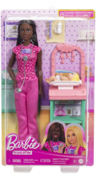 Set de joaca papusa bruneta Barbie Cariere - Pediatru 