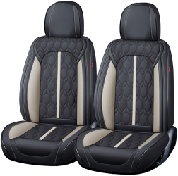 Set Huse Scaune Auto Premium Deluxe Fata/Spate din 13 Piese Universale Culoare  Negru cu Alb Compatibile cu Scaune cu Airbag 
