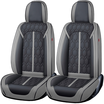 Set Huse Scaune Auto Premium Deluxe Fata/Spate din 13 Piese Universale Culoare Gri cu Negru Compatibile cu Scaune cu Airbag 