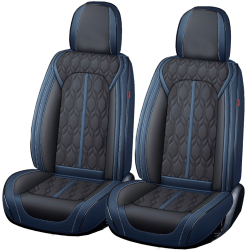 Set Huse Scaune Auto Premium Deluxe Fata/Spate din 13 Piese Universale Culoare Negru cu Albastru Inchis Compatibile cu Scaune cu Airbag 