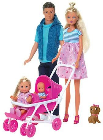 Set papusi Steffi Love familie cu copilas nou-nascut surpriza 