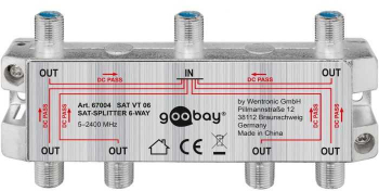Splitter SAT 6 iesiri pentru dispozitive prin satelit 5-2400MHz Goobay 67004 