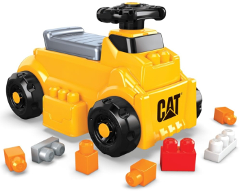 Vehicul ride-on cu cuburi de construit Mega Bloks CAT 10 piese 