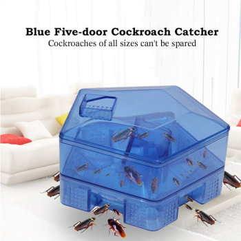 Capcana pentru gandaci reutilizabila 2 Etaje Cu 5 intrari Detasabil Cu orificii de aerisire ABS Plastic 14.5 x 13.5 x 7 cm Albastru/T 