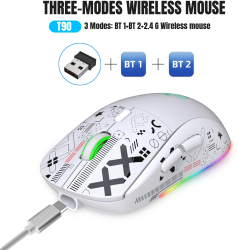 3 Moduri Mouse de Gaming Bluetooth Reincarcabil RGB Wireless - ALB 