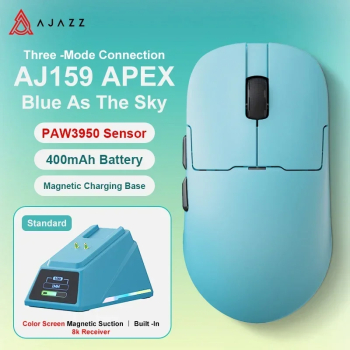 Ajazz Attack Shark Mouse de Gaming Wireless &ndash RGB Incarcare Magnetica 30K DPI - AJ159APEX-Albastru 