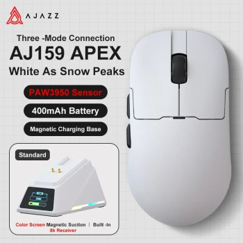 Ajazz Attack Shark Mouse de Gaming Wireless &ndash RGB Incarcare Magnetica 30K DPI - AJ159APEX-White 