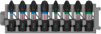 Bosch - Set 8 biti de impact 25mm PH1 2x PH2 PH3 PZ1 2x PZ2 PZ3 2608522323 