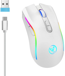 HXSJ T69 Mouse de gaming wireless portabil ergonomic RGB - T69-Alb 