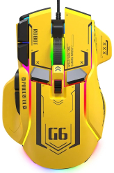 Mouse de gaming cu fir iluminare RGB - Galben 