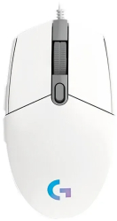 Mouse de gaming Logitech G102 cu fir 8000 DPI efect curcubeu - Alb 