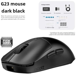 Mouse de gaming tri-mod Incott Wireless - G23 Negru 1K 