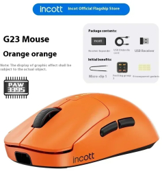 Mouse de gaming tri-mod Incott Wireless - G23 portocalie 1K 