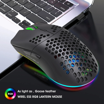 Mouse de gaming ultrausor RGB wireless 2.4G - Negru 