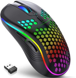 Mouse de gaming wireless 2.4G cu iluminare RGB DPI ajustabil ergonomic - Negru 