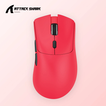 Mouse wireless Attack Shark R1 Bluetooth PAW3311 rata de returnare 1000Hz tri-mod ergonomic reincarcabil - Rosu 