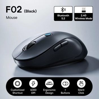 Mouse wireless Baseus Bluetooth 5.2 4000DPI butoane ergonomice mute - Mouse F02 negru 