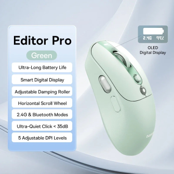 Mouse Wireless Baseus Editor &ndash Bluetooth 5.1 Mod Dublu Ergonomic Durata Lunga de Viata a Bateriei - Verde 