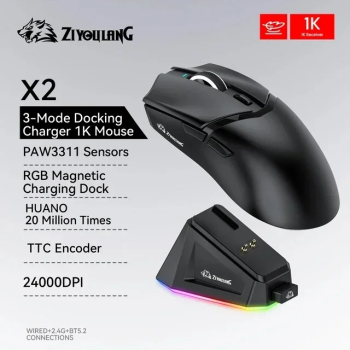 Mouse wireless Bluetooth Attack Shark Pro RGB PAW3395 - X2 Negru P3311 