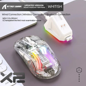 Mouse wireless Bluetooth Attack Shark Pro RGB PAW3395 - X2Pro Alb P3212