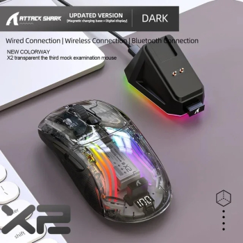 Mouse wireless Bluetooth Attack Shark Pro RGB PAW3395 - X2Pro Negru P3212 