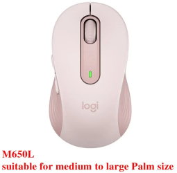 Mouse wireless Bluetooth Logitech &ndash Mouse silentios multi-dispozitiv pentru PC Mac laptop birou - M650L roz 