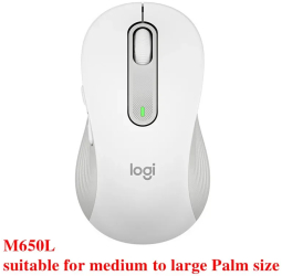Mouse wireless Bluetooth Logitech &ndash Mouse silentios multi-dispozitiv pentru PC Mac laptop birou - M650L Alb 