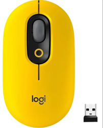Mouse wireless Bluetooth Logitech Pop &ndash Multi-dispozitiv 2.4G USB pentru birou acasa laptop jocuri - Galben 