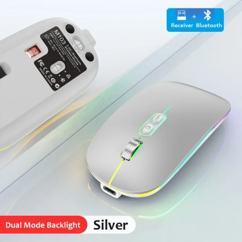 Mouse wireless reincarcabil Bluetooth in modul dual - Argintiu in modul dual 