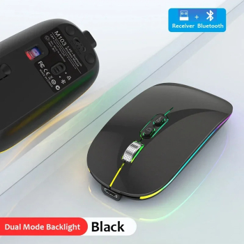 Mouse wireless reincarcabil Bluetooth in modul dual - Negru in modul dual 