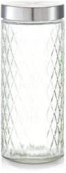 Recipient depozitare alimente Zeller sticla/metal 2000 ml transparent/argintiu 